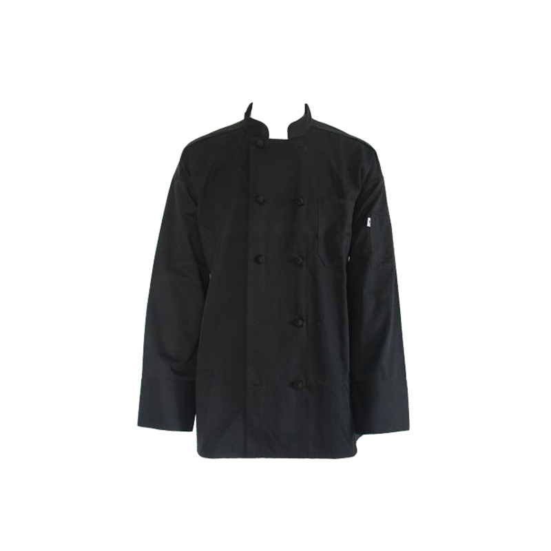 CH02 Poly/Cotton Woven Twill Fabric Black Long Sleeve Chef Uniform
